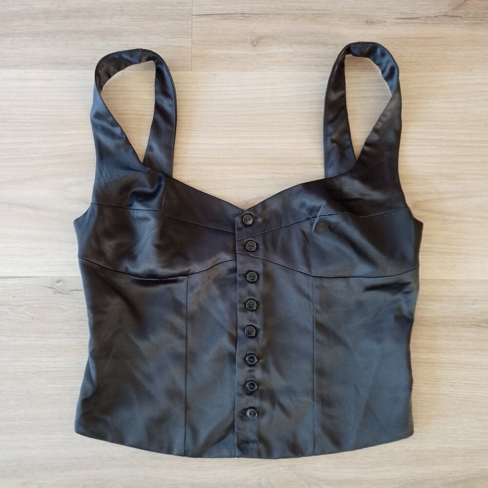 Bershka Black corset Crop Top Women Sz s